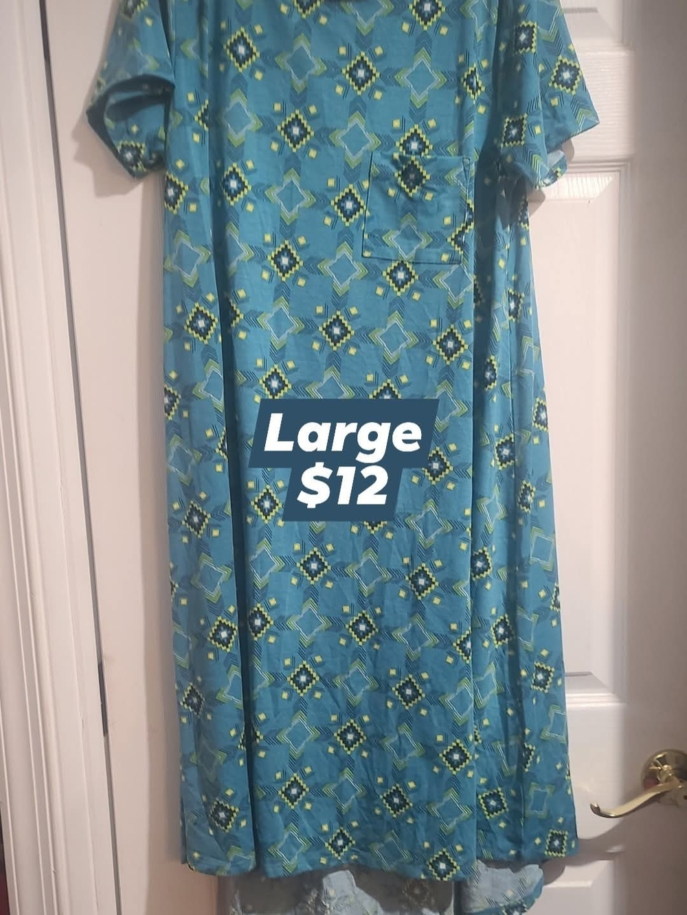 LuLaRoe Teal Blue Geometric High-Low Dress